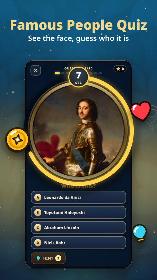 A Thoth question: a portrait with four name choices and a countdown timer